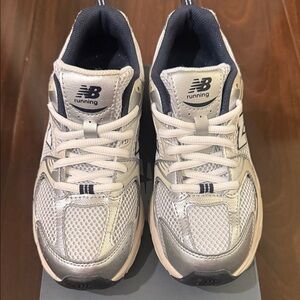 New Balance 530 Kids Sneakers - Summer Fog/Nimbus Cloud/NB Navy/Moonbeam size 4Y